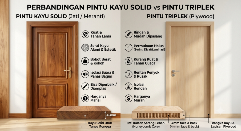 pintu kayu solid vs triplek