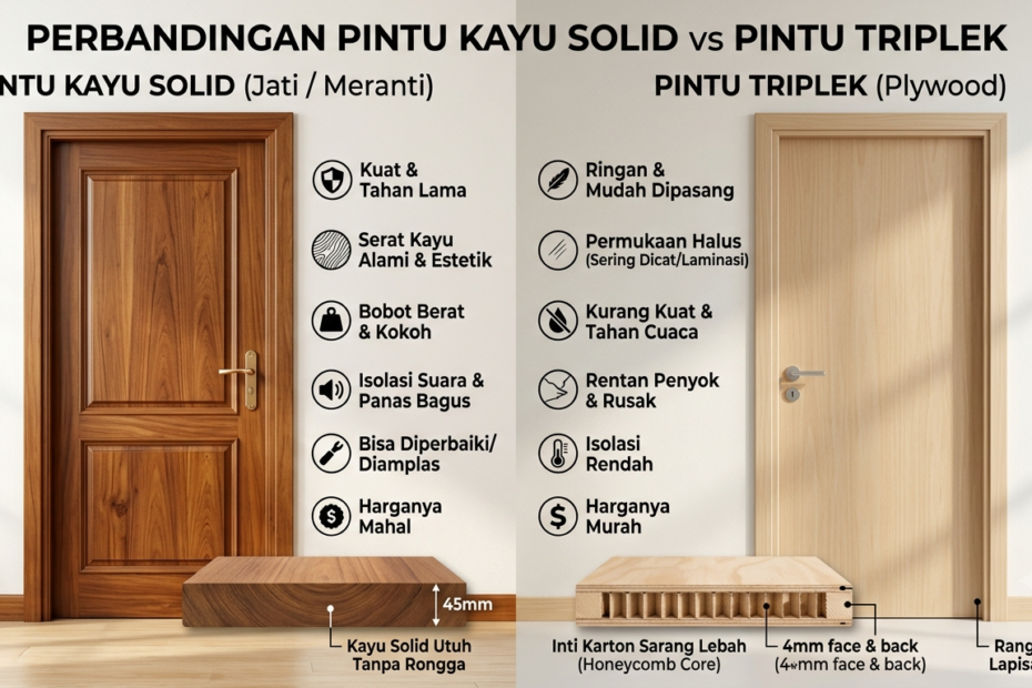pintu kayu solid vs triplek